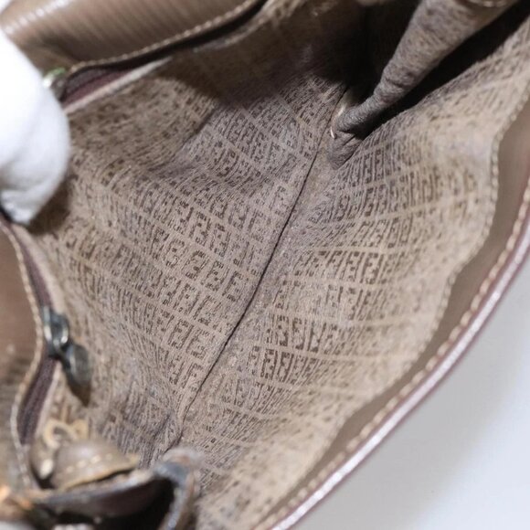 FENDI Zucchino Canvas Shoulder Bag Beige Auth 104456 - Picture 11 of 16